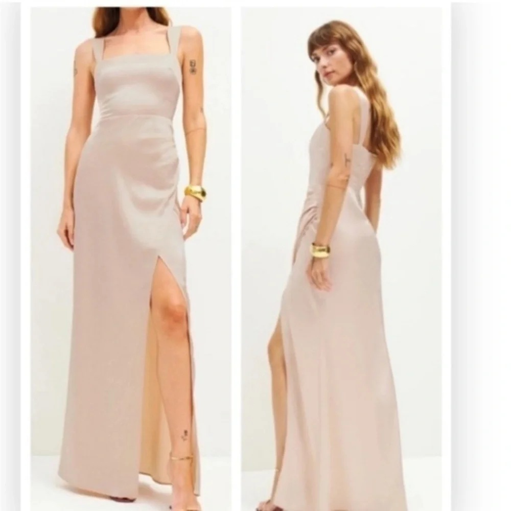 NWT Reformation Dress Isolene Gown in Crush Champagne Satin